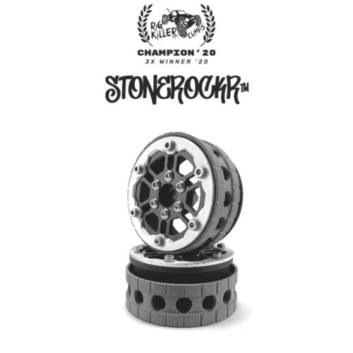PROCRAWLER® Flatgekko™ Stonerockr™ Douwe's Humz 1.9" LCG Offset Wheel Set /w Silver Front Ring (2pcs)