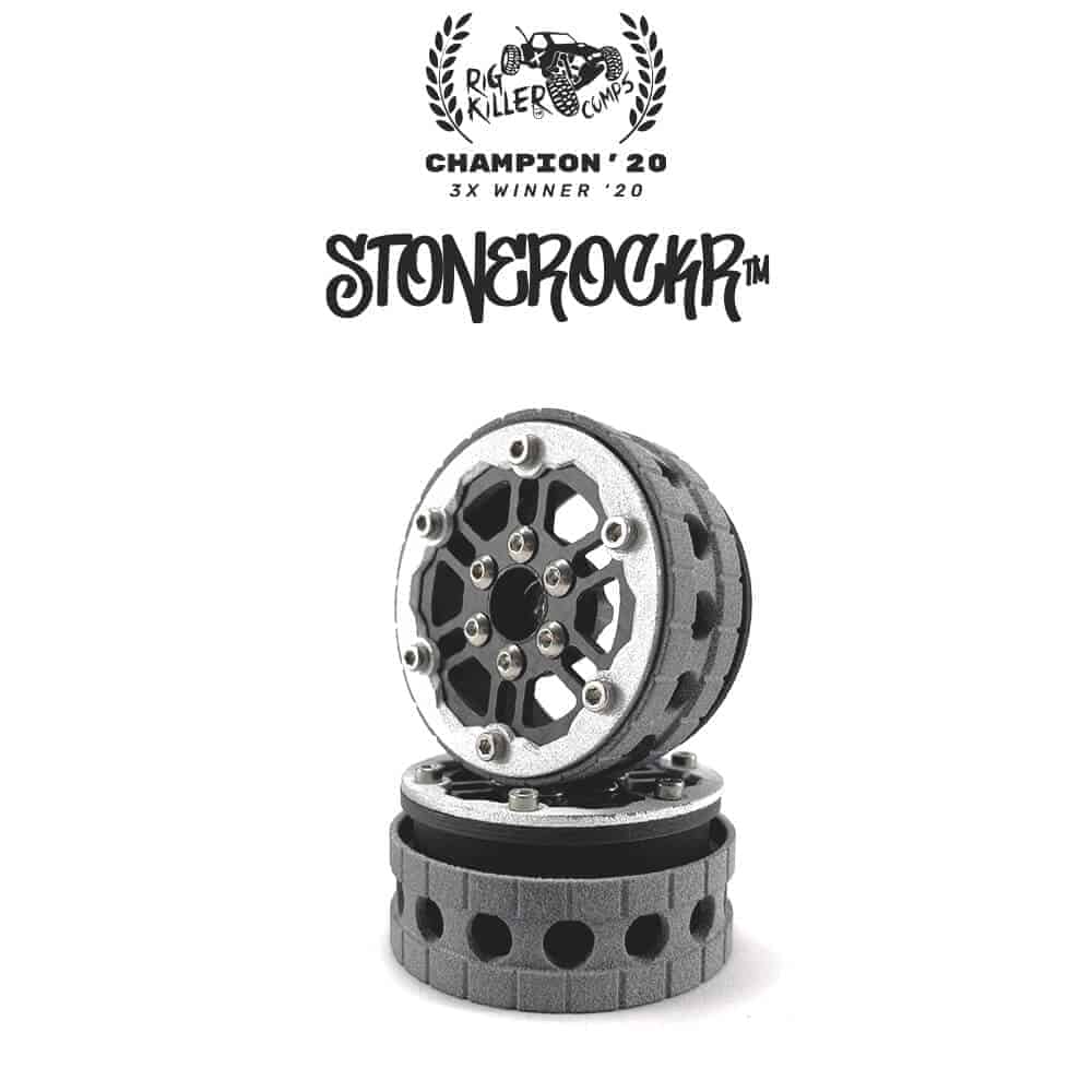 PROCRAWLER® Flatgekko™ Stonerockr™ Douwe’s Humz 1.9″ LCG Offset Wheel Set /w Silver Front Ring (2pcs)
