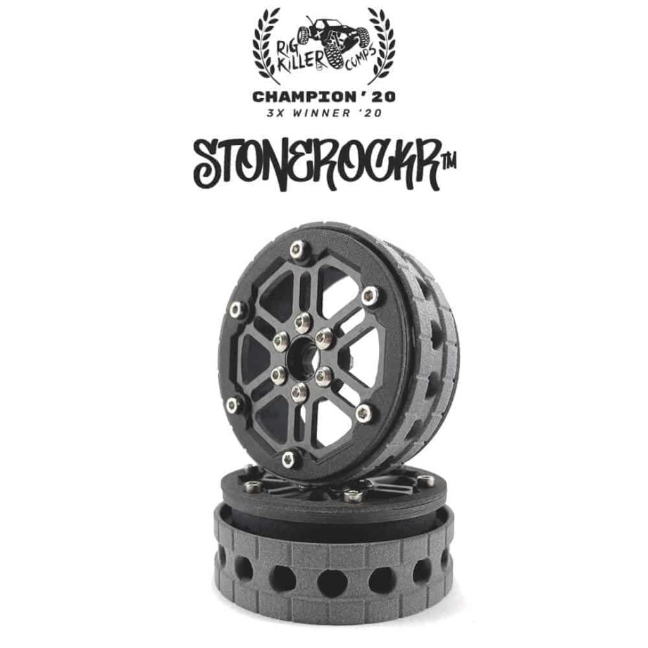 PROCRAWLER® Flatgekko™ Stonerockr™ Douwe’s Humz 2.2″ Narrow LCG Offset Wheel Set /w Black Front Ring (2pcs)