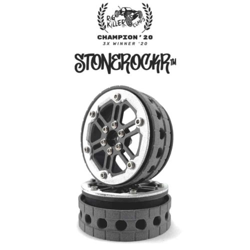 PROCRAWLER® Flatgekko™ Stonerockr™ Douwe's Humz 2.2" Narrow LCG Offset Wheel Set /w Silver Front Ring (2pcs)