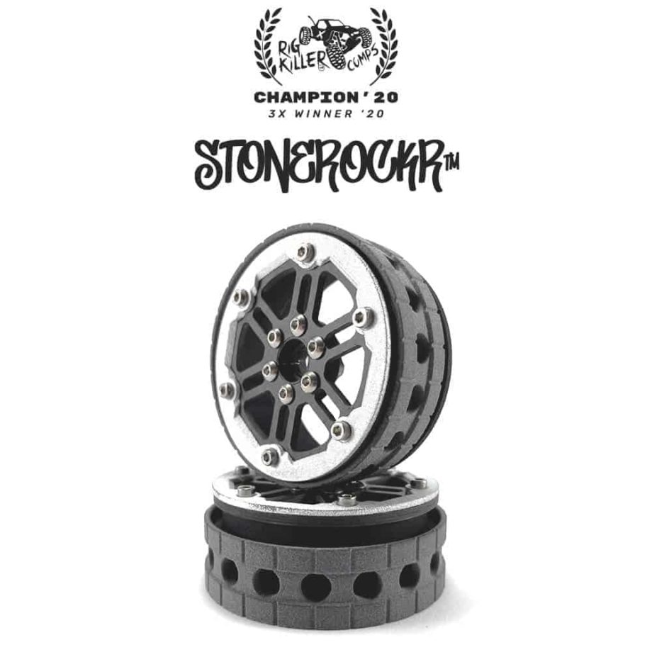 PROCRAWLER® Flatgekko™ Stonerockr™ Douwe’s Humz 2.2″ Narrow LCG Offset Wheel Set /w Silver Front Ring (2pcs)