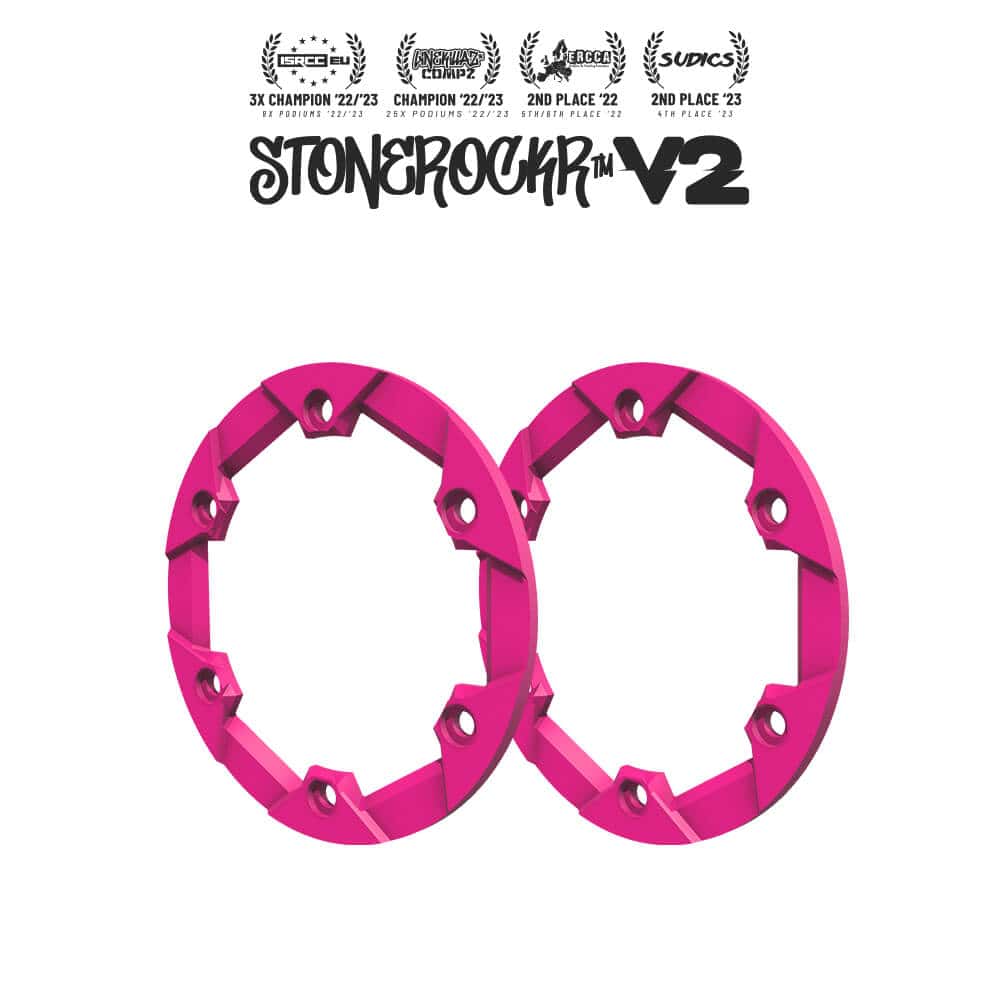 Fluo Pink Stonerockr™ V2 F6 Pro By Pierre Silva 1.9″ LCG Offset Wheel Front Ring (2pcs) by PROCRAWLER®