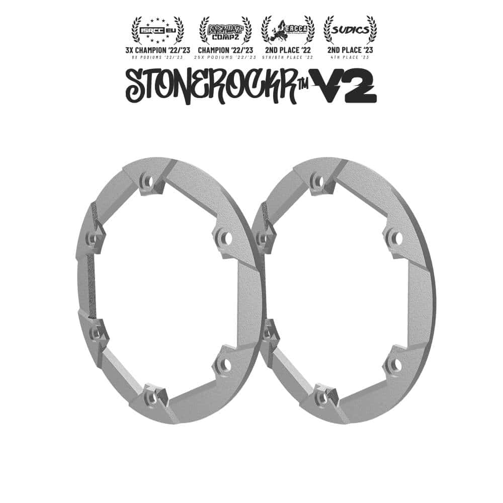 Silver Stonerockr™ V2 F6 Pro By Pierre Silva 2.2" LCG Offset Wheel Front Ring (2pcs) by PROCRAWLER®