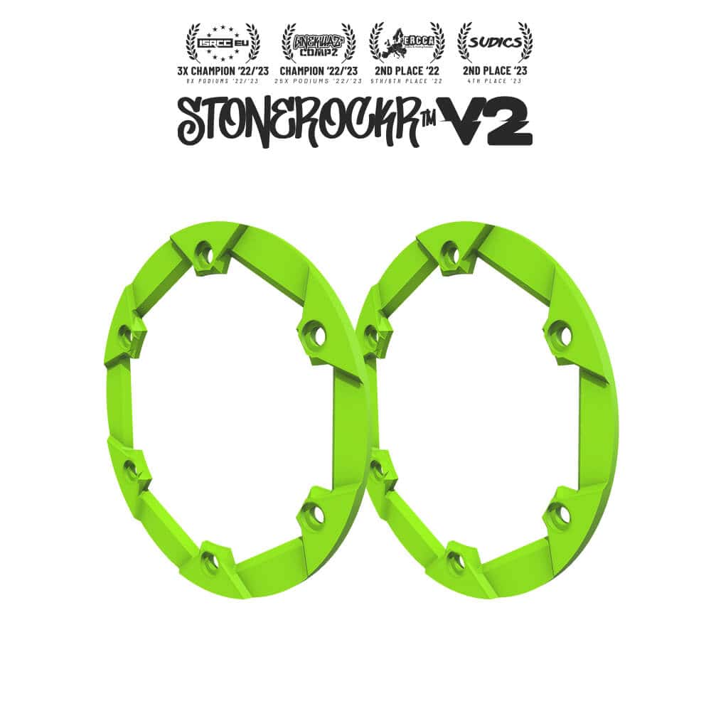 Flatgekko™ Green Stonerockr™ V2 F6 Pro By Pierre Silva 2.2" LCG Offset Wheel Front Ring (2pcs) by PROCRAWLER®