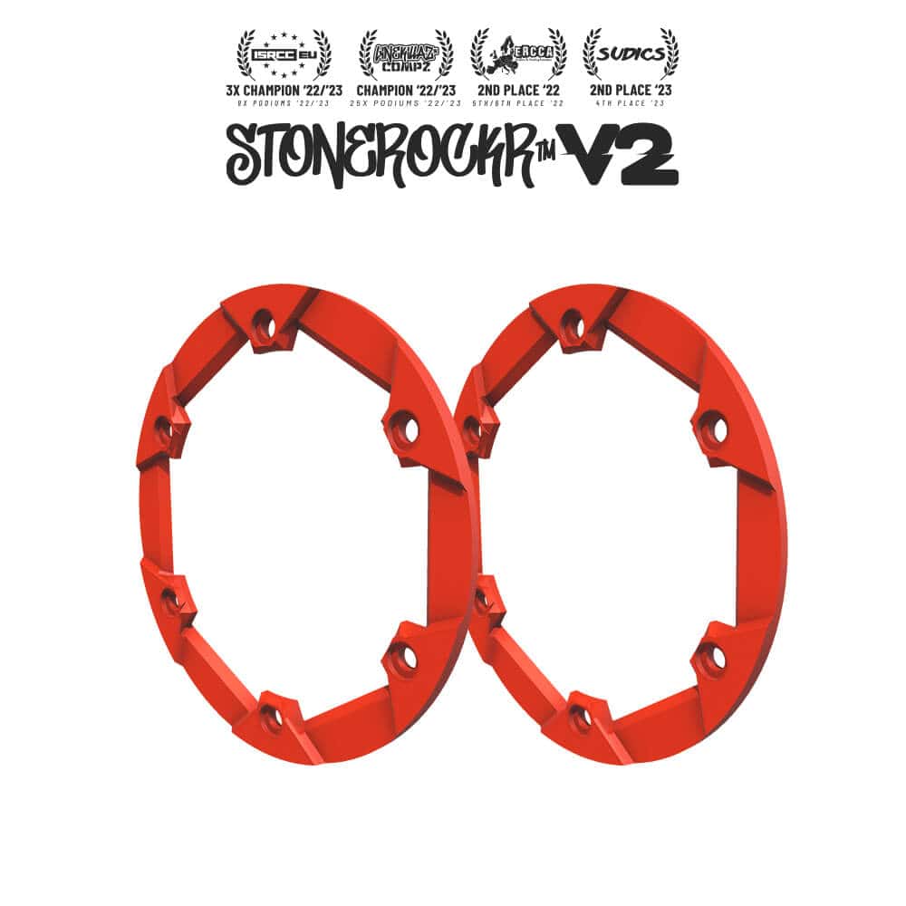 Yuuki™ Red Stonerockr™ V2 F6 Pro By Pierre Silva 2.2″ LCG Offset Wheel Front Ring (2pcs) by PROCRAWLER®