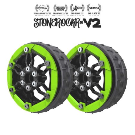 PROCRAWLER® Stonerockr™ V2 F6 Pro by Pierre Silva 2.2" LCG Offset Wheel Set /w Flatgekko™ Green Front Ring (2pcs)