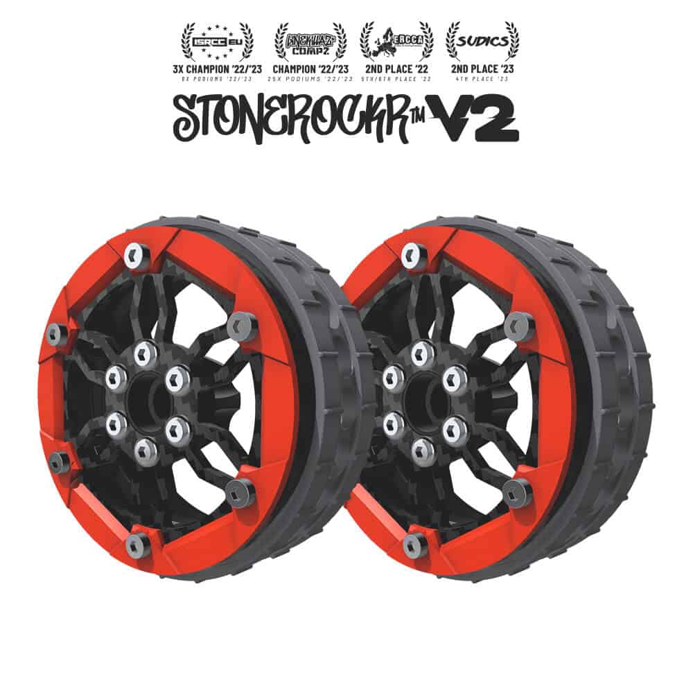 PROCRAWLER® Stonerockr™ V2 F6 Pro by Pierre Silva 2.2″ LCG Offset Wheel Set /w Yuuki™ Red Front Ring (2pcs)