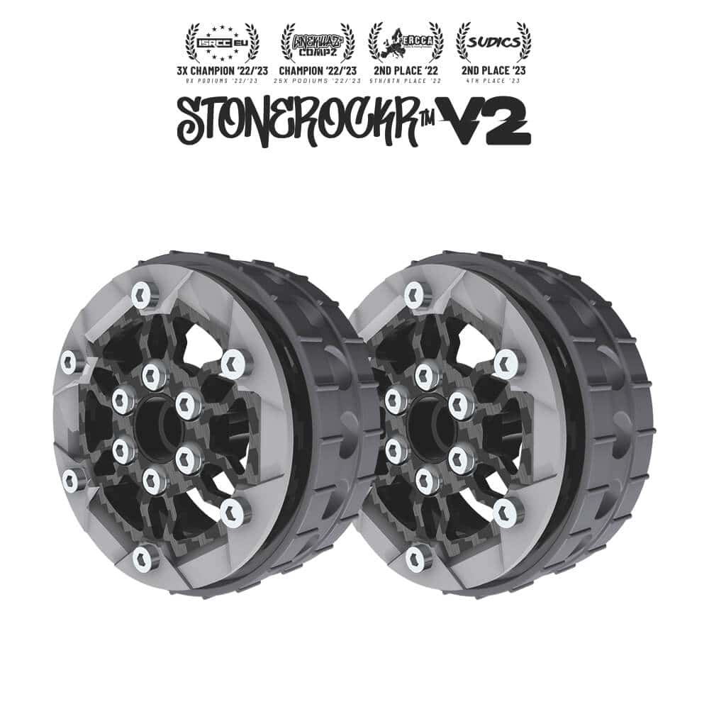 PROCRAWLER® Stonerockr™ V2 F6 Pro by Pierre Silva 1.9″ LCG Offset Wheel Set /w Silver Front Ring (2pcs)