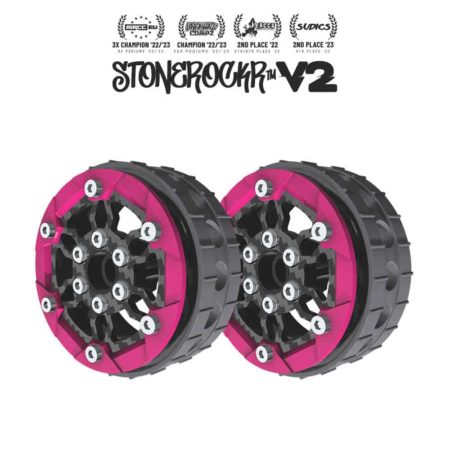 PROCRAWLER® Stonerockr™ V2 F6 Pro by Pierre Silva 1.9" LCG Offset Wheel Set /w Fluo Pink Front Ring (2pcs)
