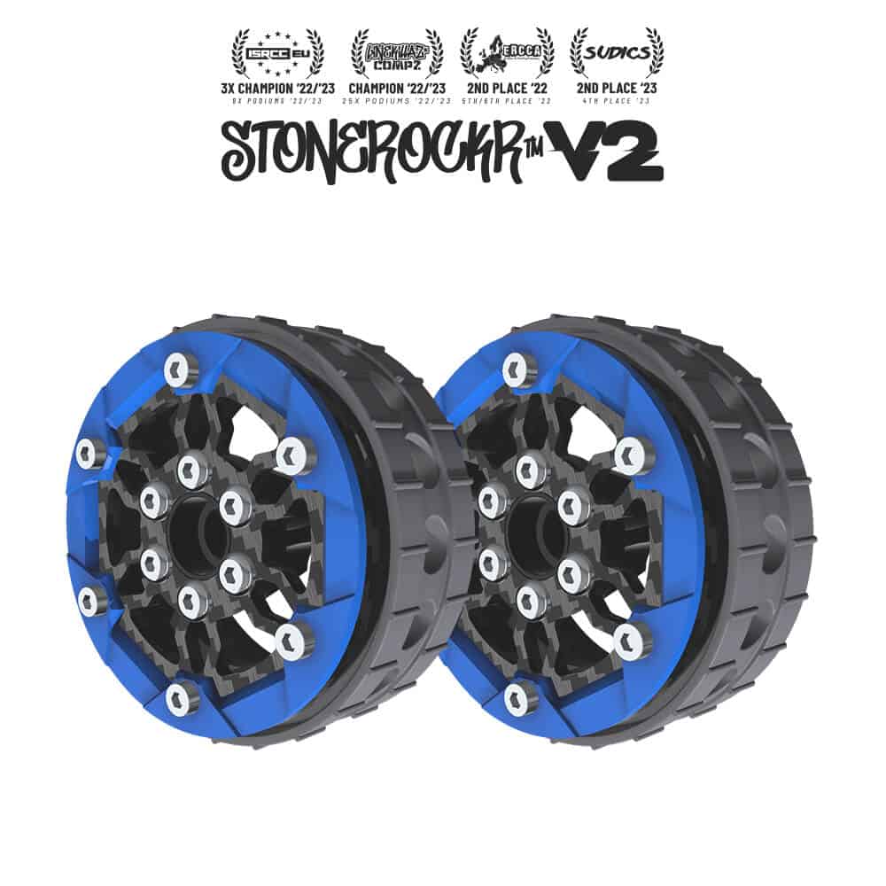 PROCRAWLER® Stonerockr™ V2 F6 Pro by Pierre Silva 1.9″ LCG Offset Wheel Set /w Grind™ Blue Front Ring (2pcs)
