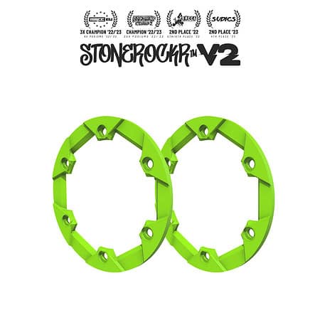 Flatgekko™ Green Stonerockr™ V2 F6 Prank™ By Pierre Silva 1.9" LCG Offset Wheel Front Ring (2pcs) by PROCRAWLER®