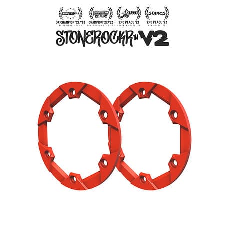 Yuuki™ Red Stonerockr™ V2 F6 Prank™ By Pierre Silva 1.9" LCG Offset Wheel Front Ring (2pcs) by PROCRAWLER®