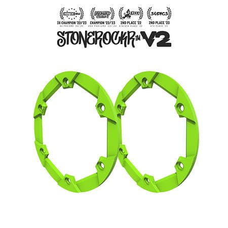 Flatgekko™ Green Stonerockr™ V2 F6 Prank™ By Pierre Silva 2.2" LCG Offset Wheel Front Ring (2pcs) by PROCRAWLER®