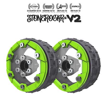 PROCRAWLER® Stonerockr™ V2 F6 Prank™ by Pierre Silva 1.9" LCG Offset Wheel Set /w Flatgekko™ Green Front Ring (2pcs)